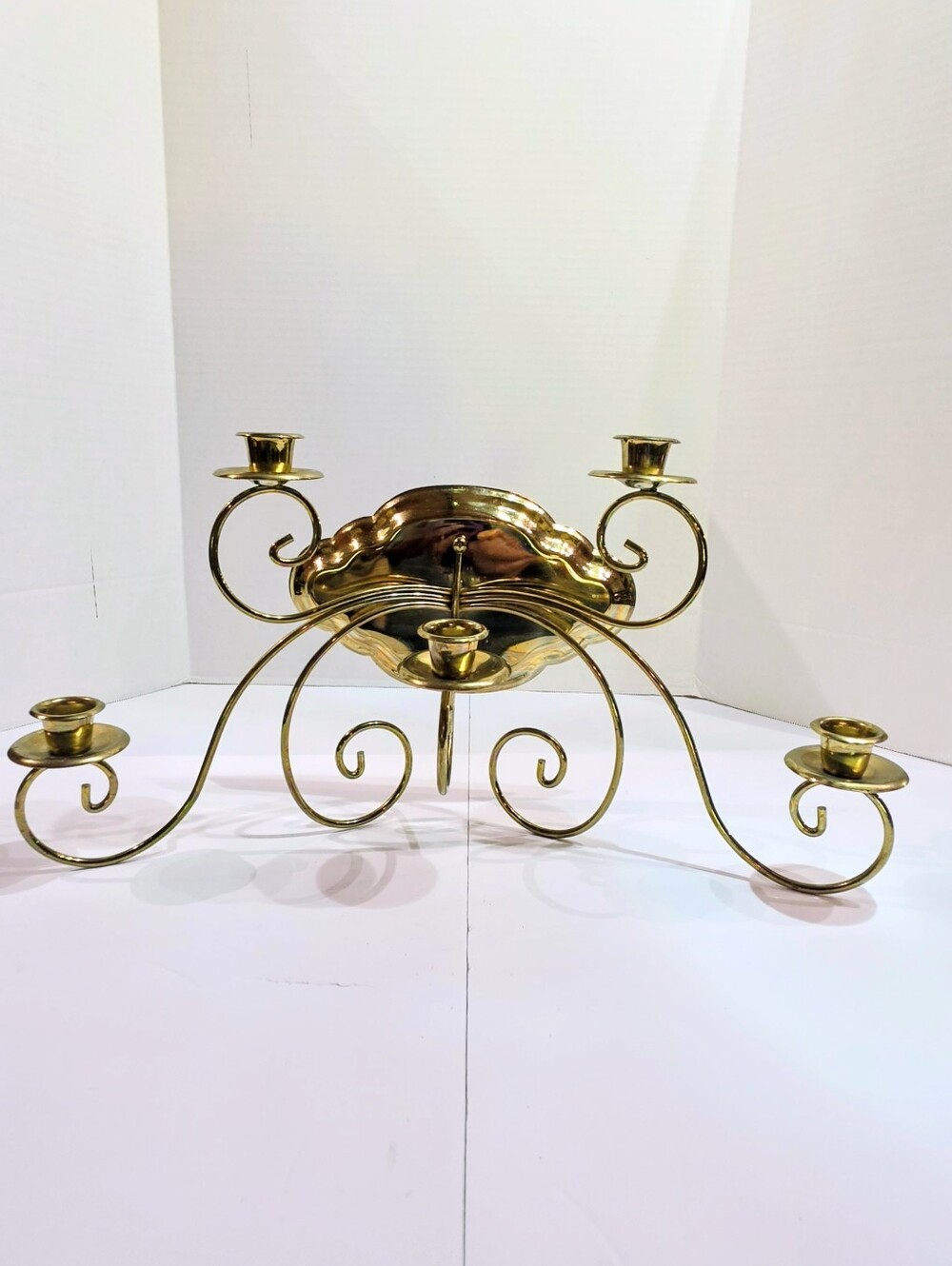 Vintage HOMCO 5-Arm Brass Wall Sconce Candelabra Hollywood Regency Gold Metal